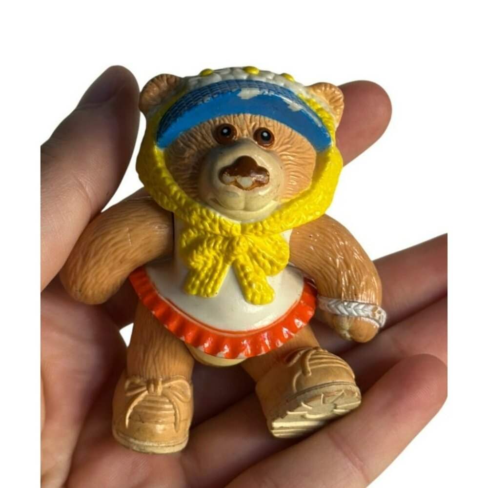 VTG 1984 Cabbage Patch Kids Furskins Bear Figurine – Poseable, 2.5" White Outfit